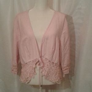 Lane Bryant Laced Open jacket w/tie in front
